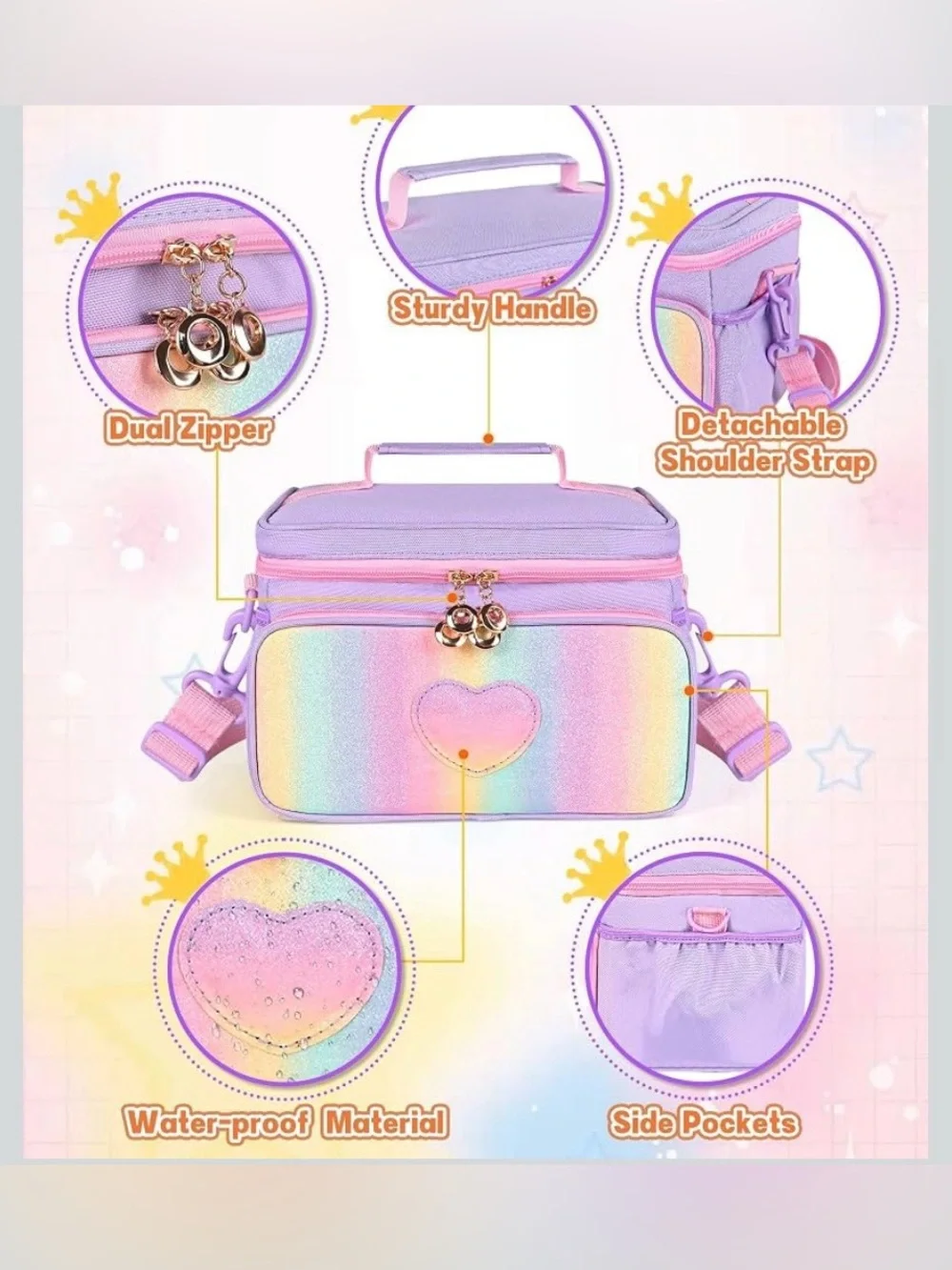 Lavender Heart Girls Cosmetic Bag